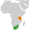 Location map for South Africa and Tanzania.