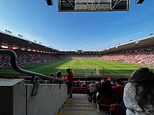 The view from the Chapel Stand at St Mary's Stadium in Southampton, April 2022 St Mary's Stadium interior 2022.jpg