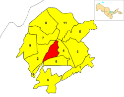 Mapa de Tasquente mostrando o distrito de Yakkasaray