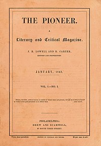 Omslaget till The Pioneer, volym I, nummer I, från januari, 1843.