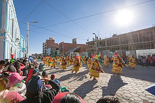 Dance parade in the streets of Uyuni.