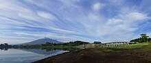 津軽富士見湖、廻堰大溜池、日本一長い木橋の鶴の舞橋