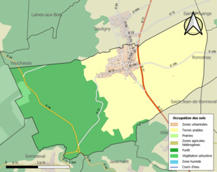 Carte en couleurs présentant l'occupation des sols.