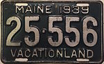 Номерной знак штата Мэн 1939 года.JPG