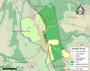 Carte en couleurs présentant l'occupation des sols.