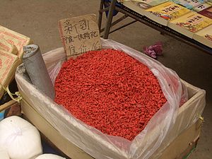 Ningxa gouji berries sold at a market in the D...