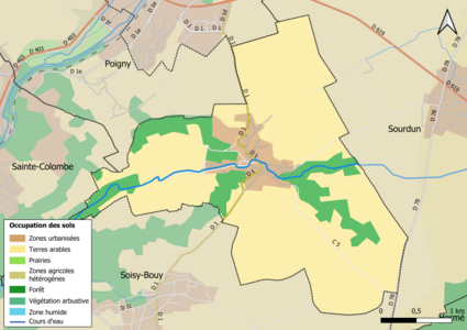 Carte des infrastructures et de l'occupation des sols en 2018 (CLC) de la commune.