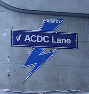 The street sign for ACDC Lane, Melbourne.