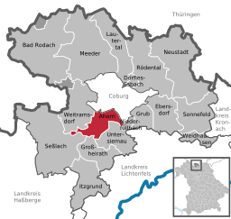 Läget för Ahorn i Landkreis Coburg