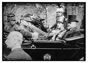 Alfonso XIII visiting Paris in 1913, a year before the outbreak of the First World War. Seated next to him the president of the Third French Republic Raymond Poincare. Alfonso XIII de Espana en Paris (1913).jpg