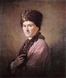 Portrait de Rousseau dans la tenue « arménienne » (toque et col de fourrure) qu'il portait à Londres.