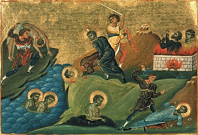 Martyrs: Peter, Indes, Gorgonius by drowning; Zeno and Dorotheus by beheading; Mardonius and Hieromartyr Glycerius, by fire; Theophilus the Deacon by stoning; and Migdonius in a cesspool.