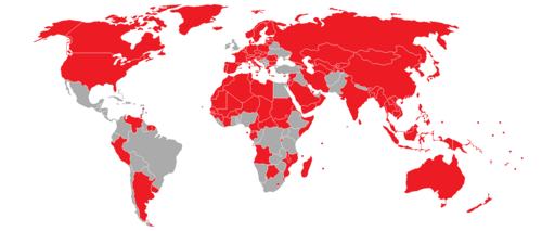 Countries that imposed some form of travel restrictions due to the coronavirus pandemic. A period of self-isolation mandated is not considered a travel restriction. Wuhan coronavirus outbreak associated travel restrictions.png