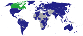 Diplomatic missions of Canada
.mw-parser-output .legend{page-break-inside:avoid;break-inside:avoid-column}.mw-parser-output .legend-color{display:inline-block;min-width:1.25em;height:1.25em;line-height:1.25;margin:1px 0;text-align:center;border:1px solid black;background-color:transparent;color:black}.mw-parser-output .legend-text{}
Countries that host a Canadian Embassy or High Commission
Interests section and other representations
Countries that do not host Canadian diplomatic missions
Canada Canadian embassies map.png