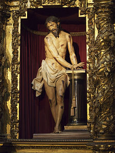 Cristo martirizado, de Gregorio Fernández (aproximadamente 1619), madeira policromada, Valladolid, Vera Cruz