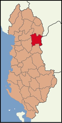 Bản đồ thể hiện vị trí của Quận Dibër ở Albania