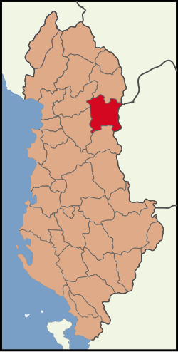 Map showing the district within Albania