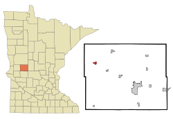 Location of Evansville, Minnesota