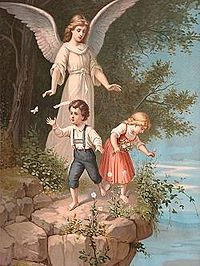 A guardian angel in a 19th-century print by Fridolin Leiber Fridolin Leiber - Schutzengel.jpg