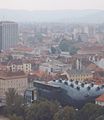 Blick über Graz - vorne - am Ufer der Mur - das Grazer Kunsthaus