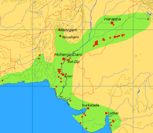Extent and major sites of the Indus Valley Civ...