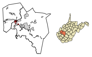 Location of Nitro in Kanawha County, West Virginia.