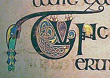 One of hundreds of small initials from the Book of Kells KellsDecoratedInitial.jpg