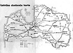 Latvijas dzelzceļu karte, 1930. gadu beigas