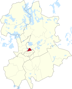 Kaupungin kartta, jossa Lehtomäki korostettuna.