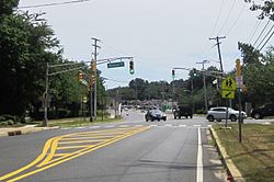 Intersection of Newman Springs Road (CR 520) and Phalanx Road in Lincroft