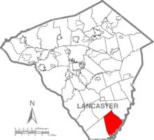 Карта округа Ланкастер, штат Пенсильвания, с изображением городка Маленькая Британия