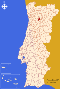 Lamego belediyesini gösteren Portekiz haritası