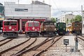 Lokomotiv-Parade bei der Wiedereröffnung des Bahnhofs Chur am 25. Mai 2008: Ge 6/6 II, Ge 4/4 I, Ge 6/6 I, G 3/4 „Rhaetia“, Ge 2/4. (2008)