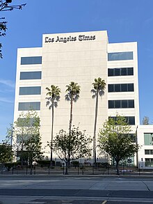 The newspaper's current headquarters in El Segundo, California Los Angeles Times building El Segundo California 2023-06.jpg