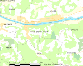 Mapa obce Couze-et-Saint-Front