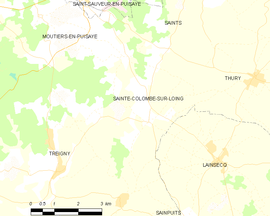 Mapa obce Sainte-Colombe-sur-Loing