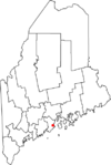 Location of city of Rockland in state of Maine