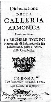 page de titre de la Dichiarazione della Galleria armonica