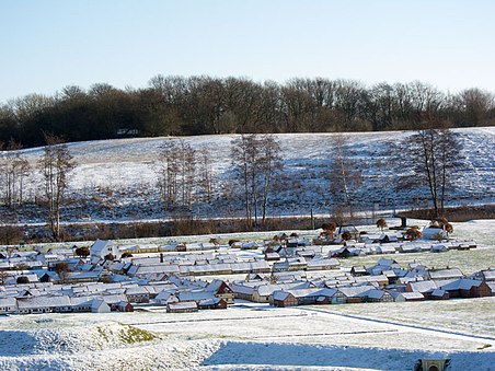 Madsby-miniby, dækket af sne, 13. januar 2013, Fredericia, Danmark.