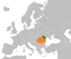 Peta lokasi Moldova dan Rumania.