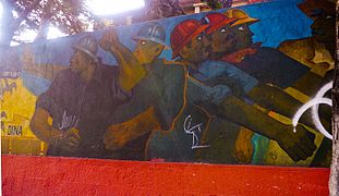 Mural "Por la democracia, el trabajo y la soberanía nacional" en Pachuca (1995).