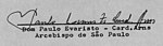 Signature de Paulo Evaristo Arns