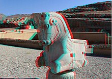 Anaglyph of a column head in Persepolis, Iran 3D red cyan glasses are recommended to view this image correctly. Persepolis (By Abdolazim Hasseli).jpg