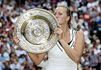 2011 Ladies singles champion Petra Kvitova with the Rosewater Dish trophy