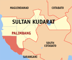 Map of Sultan Kudarat with Palimbang highlighted