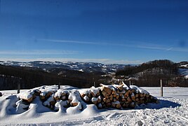 View to the west towards the town of Zarožije the Drina river valley