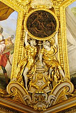 Romulus et Remus allaités par la louve, médaillon et bas-relief en stuc, Paris, palais du Louvre, grand cabinet de la reine.