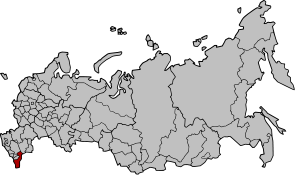 Republic of Dagestan on the map of Russia as o...
