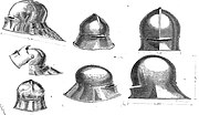 Gothic helmets, illustration by Viollet Le-Duc