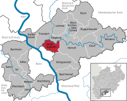 Läget för staden Sankt Augustin i Rhein-Sieg-Kreis